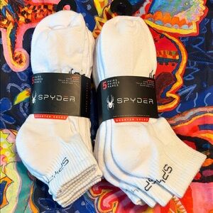 Spyder Men's White Athletic Quarter Socks - 5 Pack (two packs)